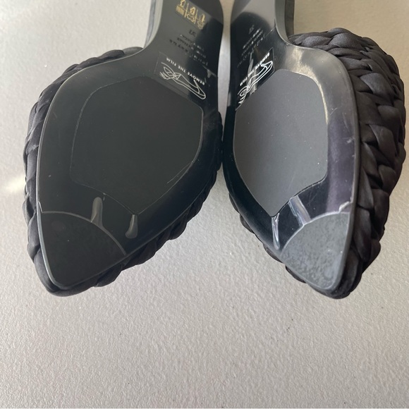 Jenni Kayne Silk Braided Black Mules / Slide Flats EU37 US7 Made in Italy - Picture 9 of 11